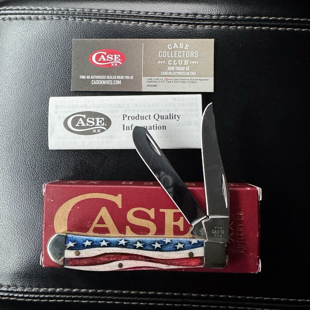 Case XX Trapper Knife Star Spangled Natural Bone US Flag Stainless Pocket 64135